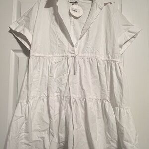 White Tiered Shirt Dress